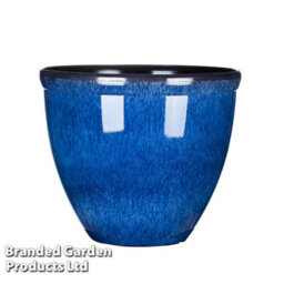 Garden Gear Bell Glazed Effect Outdoor Garden Planter In Ocean Blue Durable Lightweight Weatherproof Plastic (X2) - thumbnail 3