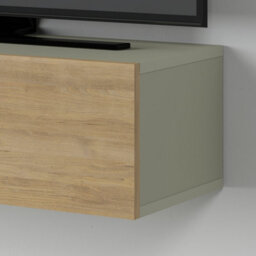 "Decortie Francy Wall-Mounted Tv Unit Modern Media Centre Tv Cabinet 42"" Ash Green Oak 135Cm" - thumbnail 4