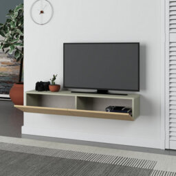 "Decortie Francy Wall-Mounted Tv Unit Modern Media Centre Tv Cabinet 42"" Ash Green Oak 135Cm" - thumbnail 5