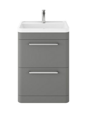 Hudson Reed Solar Floor Standing 2 Drawer Vanity Unit & Polymarble Basin, Cool Grey Matt, 600 X 840 X 450mm - image 1