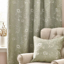 Wylder Sophia Jacquard Floral Room Darkening Eyelet Curtain Pair Sage (W)117Cm X (D)183Cm - thumbnail 4