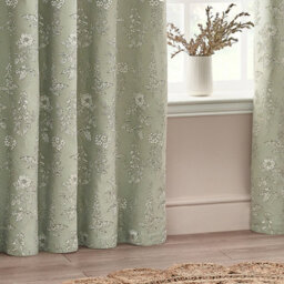 Wylder Sophia Jacquard Floral Room Darkening Eyelet Curtain Pair Sage (W)117Cm X (D)183Cm - thumbnail 3