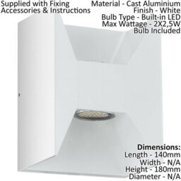 Elegant Ip44 Outdoor Wall Light In White Cast Aluminium With Built-In Led - thumbnail 2