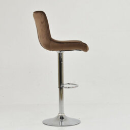 Lakeland Furniture Torbay Mocha Brown Velvet Chrome Adjustable Base Bar Stool - thumbnail 4