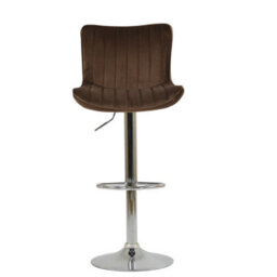 Lakeland Furniture Torbay Mocha Brown Velvet Chrome Adjustable Base Bar Stool - thumbnail 1