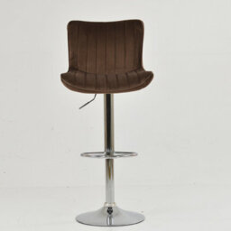 Lakeland Furniture Torbay Mocha Brown Velvet Chrome Adjustable Base Bar Stool - thumbnail 2