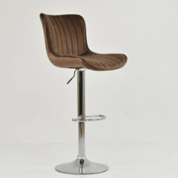 Lakeland Furniture Torbay Mocha Brown Velvet Chrome Adjustable Base Bar Stool - thumbnail 3