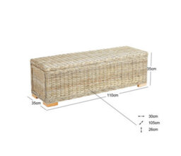 Nordlys Bench Entry Room Wood Rattan Natural Fibers Storage Space Boho Design Style Living Room - thumbnail 6
