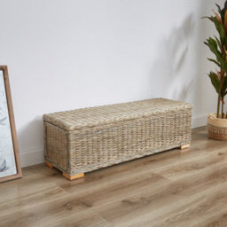 Nordlys Bench Entry Room Wood Rattan Natural Fibers Storage Space Boho Design Style Living Room - thumbnail 5
