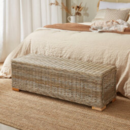 Nordlys Bench Entry Room Wood Rattan Natural Fibers Storage Space Boho Design Style Living Room - thumbnail 8