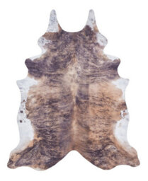 Faux Cow Print Rug, Brown White Abstract Rug, 2mm Thick Animal Pattern Rug, Cowhide Rug For Bedroom-130Cm X 155Cm - thumbnail 1