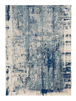 Ivory Blue Rug, Anti-Shed Abstract Rug With 10mm Thick, Luxurious Modern Rug For Bedroom, & Dining Room-282Cm X 389Cm - image 1
