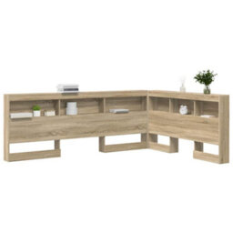 Berkfield Storage Headboard With Shelf Sonoma Oak 160 Cm Engineered Wood - thumbnail 3