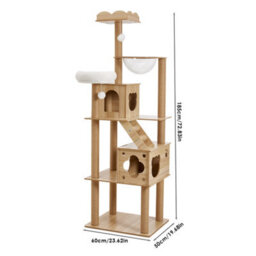 Thehotsale 5-Tiers Freestanding Cat Tree Cat Tower With Perches And Condo,natural - thumbnail 9