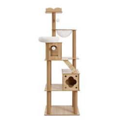Thehotsale 5-Tiers Freestanding Cat Tree Cat Tower With Perches And Condo,natural - thumbnail 4
