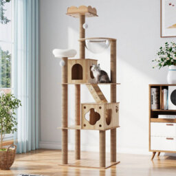 Thehotsale 5-Tiers Freestanding Cat Tree Cat Tower With Perches And Condo,natural - thumbnail 3