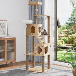 Thehotsale 5-Tiers Freestanding Cat Tree Cat Tower With Perches And Condo,natural - thumbnail 2