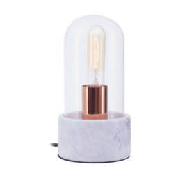 Orsina Sleek Bell Lamp With Grey Marble Base, Marble Construction Of Bedside Table Light, Nordic Style Modern Lamp - thumbnail 1
