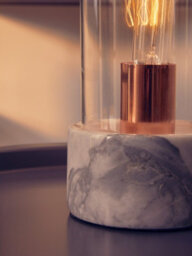 Orsina Sleek Bell Lamp With Grey Marble Base, Marble Construction Of Bedside Table Light, Nordic Style Modern Lamp - thumbnail 7