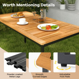 Costway 140 X 70Cm Rectangle Patio Table Acacia Wood Dining Table For 6 People - thumbnail 6