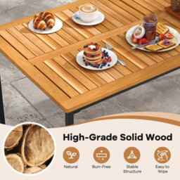 Costway 140 X 70Cm Rectangle Patio Table Acacia Wood Dining Table For 6 People - thumbnail 8