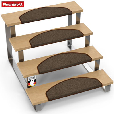 Floordirekt London Pro Self Adhesive Hard Wearing Carpet Stair Tread Mat For Indoor Stairs Semicircular Brown 25 X 65 Cm - image 1