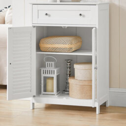 Sobuy Frg238-W, Bathroom Cabinet Versatile Storage Unit With Drawer Moisture-Resistant Storage Cupboard,white - thumbnail 5