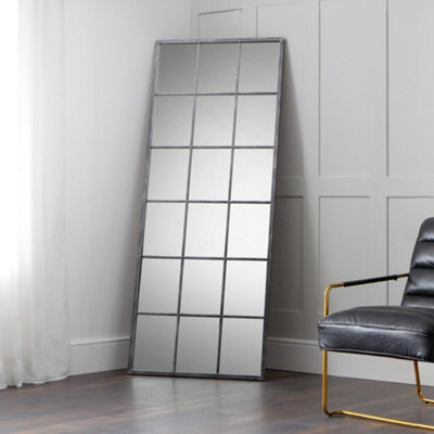 Julian Bowen Somma Pewter Wall Mirror, Wood Frame, Rectangular, Full Length, Freestanding, 180 X 70 X 2.5Cm - image 1