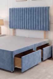 Knight Sleep Emily Light Blue Plush 6Ft Divan Bed Base With 2 Drawers & Headboard - Super King - thumbnail 2