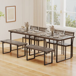 Gainoom 4-Piece Dining Table Set For 4 Wooden Rectangular Kitchen Table Industrial Dinette Furniture - thumbnail 6