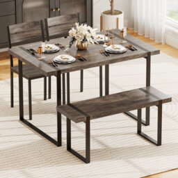 Gainoom 4-Piece Dining Table Set For 4 Wooden Rectangular Kitchen Table Industrial Dinette Furniture - thumbnail 3