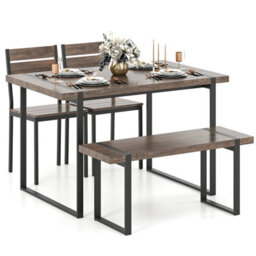 Gainoom 4-Piece Dining Table Set For 4 Wooden Rectangular Kitchen Table Industrial Dinette Furniture - thumbnail 1