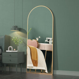 Cassilando Gold Full Length Mirror 162Cmx53Cm,arch Floor Mirror With Standing Full Mirrors Hanging Or Leaning Or Wall For Bedroom