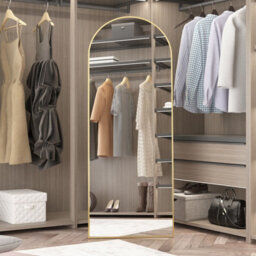 Cassilando Gold Full Length Mirror 162Cmx53Cm,arch Floor Mirror With Standing Full Mirrors Hanging Or Leaning Or Wall For Bedroom - thumbnail 6