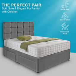 Dining Tables Rio Matching Headboard Divan Set, 2 Drawer On Same Side With Sprung 1500 Comfort Mattress - King - thumbnail 2