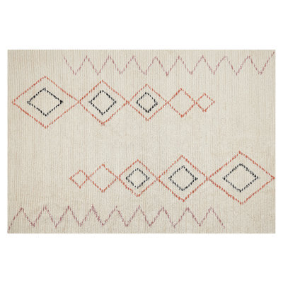 Beliani Rug Guwahati Beige 140 X 200 Cm Cotton - image 1