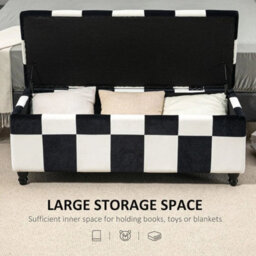 Velvet Ottoman Storage Bench Seat Chest Padded Bedroom Living Room - thumbnail 4