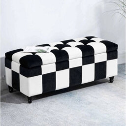 Velvet Ottoman Storage Bench Seat Chest Padded Bedroom Living Room - thumbnail 1