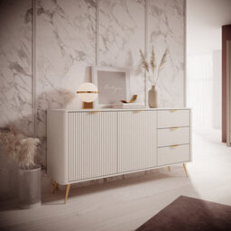 Arte Lante Stylish Beige Sideboard Cabinet 1630mm H810mm D380mm With Two Doors, Two Shelves, And Three Drawers - thumbnail 5