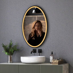 Royal Bathrooms Capri 500 X 800mm Oval Led Illuminated Framed Mirror With Demister Pad - Black - thumbnail 8