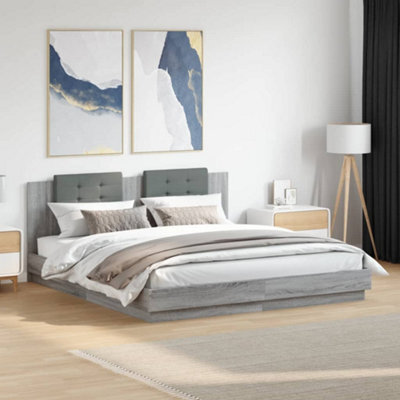 Berkfield Bed Frame Without Mattress Grey Sonoma 180X200 Cm Super King - image 1