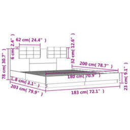 Berkfield Bed Frame Without Mattress Grey Sonoma 180X200 Cm Super King - thumbnail 9