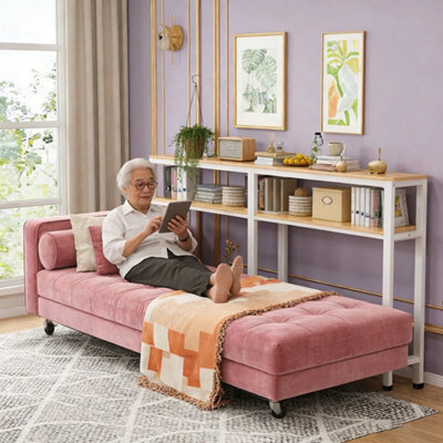 2 Tier White Slim Behind Sofa Console Table Narrow Side Table Living Room Hallway Shelf Unit - image 1
