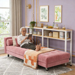 2 Tier White Slim Behind Sofa Console Table Narrow Side Table Living Room Hallway Shelf Unit - thumbnail 1