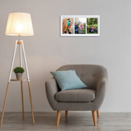 AK Frames 16X8 Walnut Sleek Multi Photo Frame With White Mount - Holds 3 Apertures (3X) 7X5 Photos - thumbnail 3