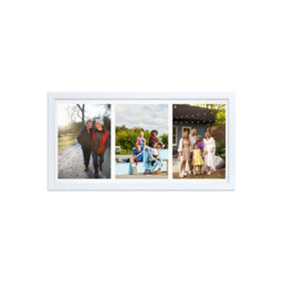 AK Frames 16X8 Walnut Sleek Multi Photo Frame With White Mount - Holds 3 Apertures (3X) 7X5 Photos