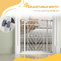 PawHut Pressure Fit Safety Gate W/ Auto Closing Door, Double Locking, Openings 74-80Cm - thumbnail 7