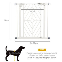 PawHut Pressure Fit Safety Gate W/ Auto Closing Door, Double Locking, Openings 74-80Cm - thumbnail 3