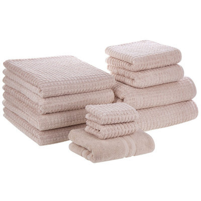 Beliani Set Of 11 Towels Atai Cotton Pink - image 1