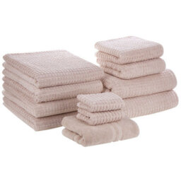 Beliani Set Of 11 Towels Atai Cotton Pink - thumbnail 1